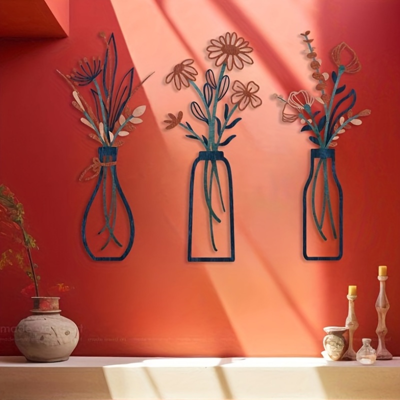 Home Decor Event - 3 Büyük Çiçek Desenli Duvar Sanatı