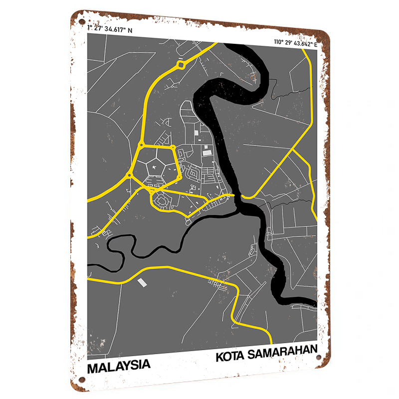 Home Decor Kota - Kota Samarahan Malezya Şehir Haritası Sanat
