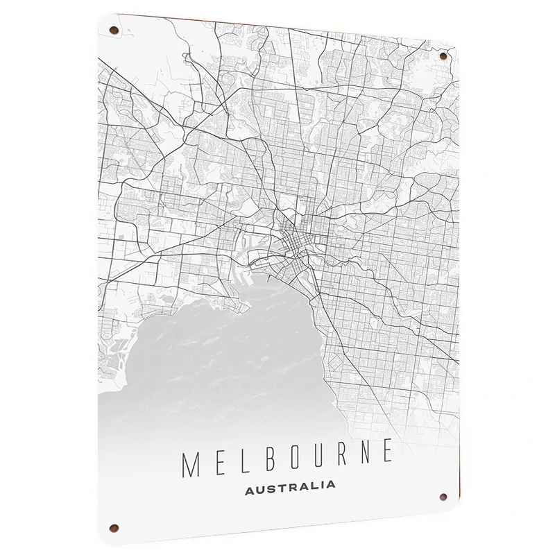 Home Decor Melbourne - Melbourne Şehir Haritası Metal Duvar Sanatı