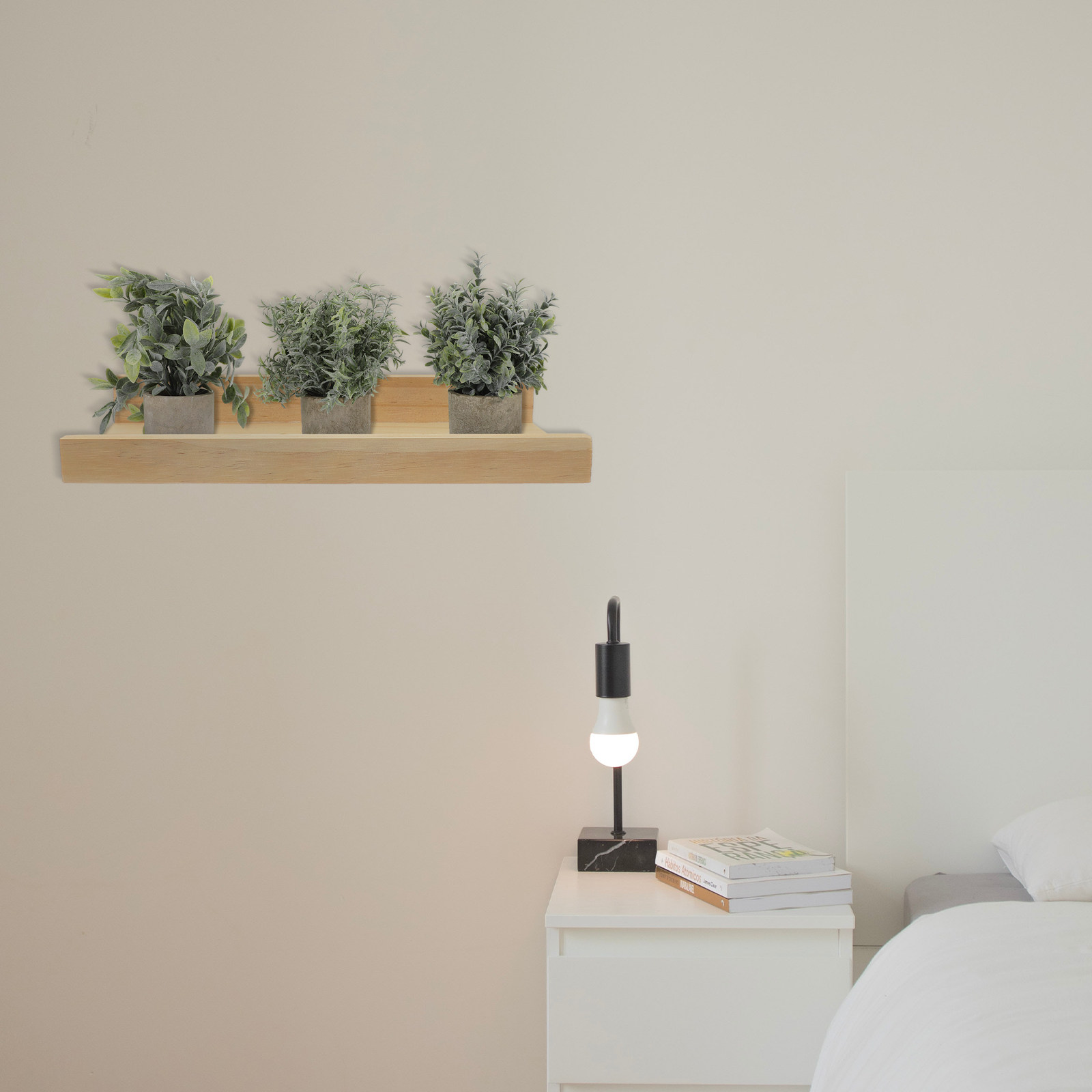 Floating Shelves - Ahşap Duvar Rafı Yatak Odası Banyo
