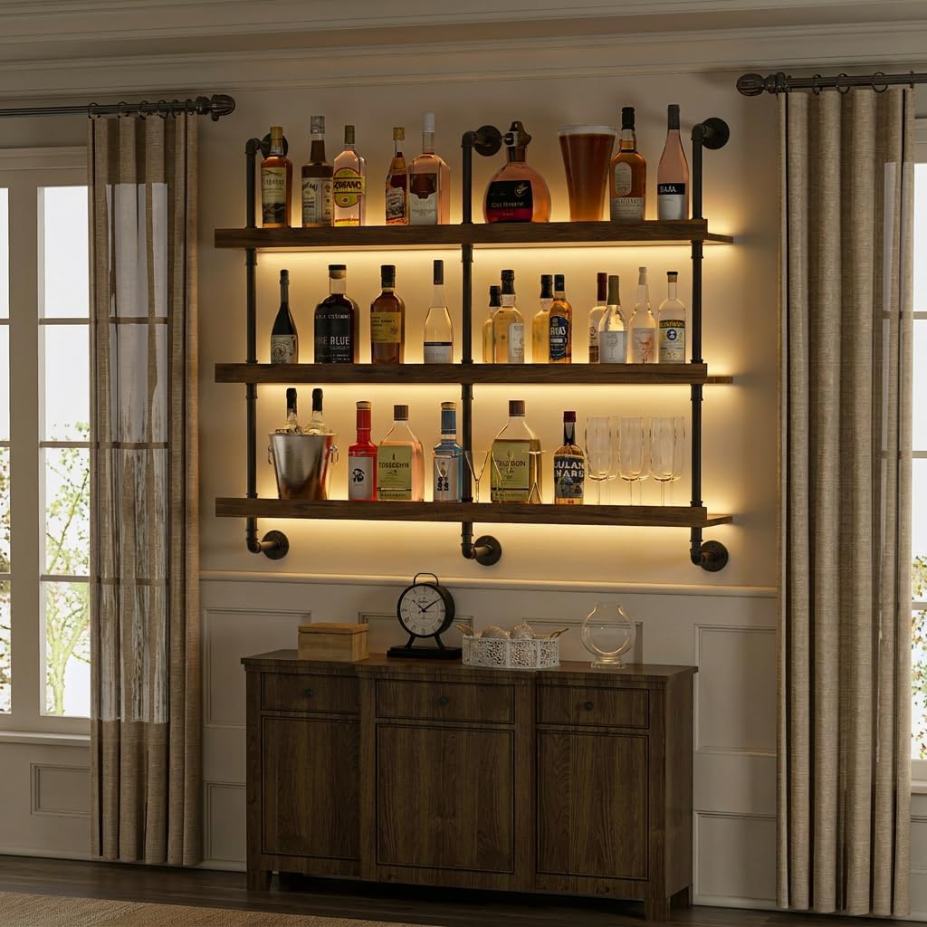 Duvara Monte LED Işıklı Üç Kat - Floating Shelves incelemesi ve fiyatı