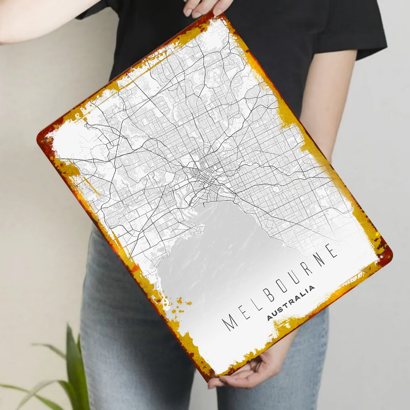 Melbourne Şehir Haritası Metal - Home Decor Melbourne incelemesi ve fiyatı