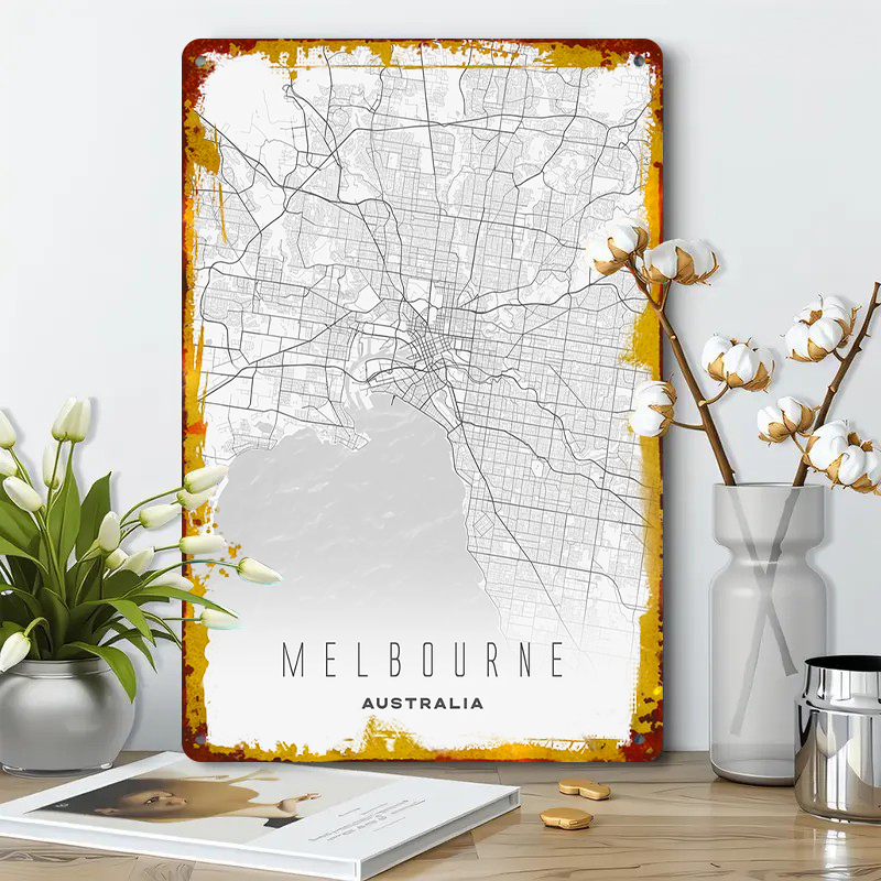 Melbourne Şehir Haritası Metal - Home Decor Melbourne incelemesi ve fiyatı